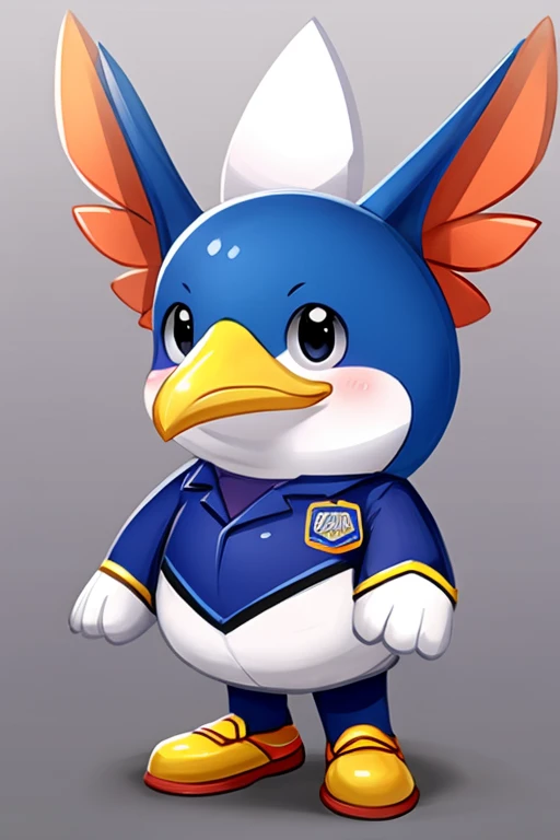 In uniform、Generate an image of the animal swallow。Please make it cute like a mascot character。Keep the design as simple as possible。