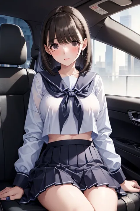 [high quality1.2], [high definition1.2], [Finely tuned1.2], [high quality1.3],  [high definition1.3], [Finely tuned1.4], photorealistic,
1girl, Alone, White neckerchief, underwear, school uniform, black shirt, long sleeves, pleated skirt, black seraph, bla...