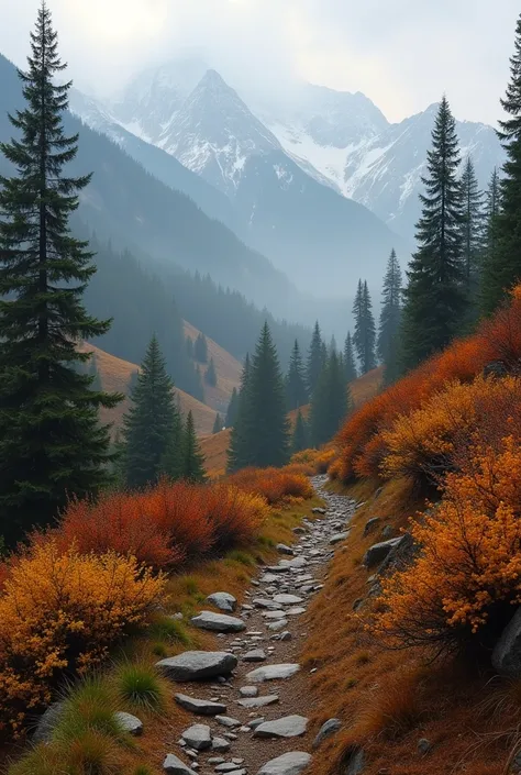 Atmospheric autumn landscape in the mountains 