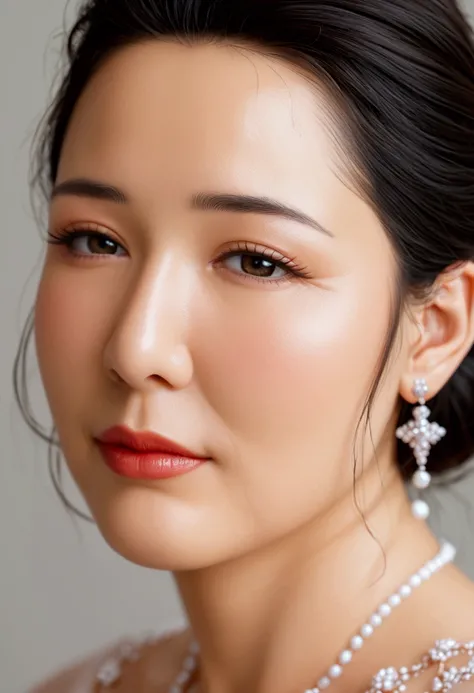 Japanese Mature、Super Beauty、「Shima Iwashita」Similar to、50s、The cheek line is sharp、The ends of the eyebrows are raised.、Slimming