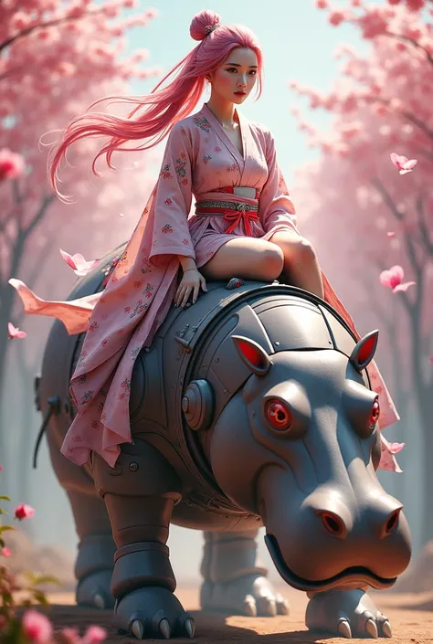 sexy sakura, naik hippo mecha. 