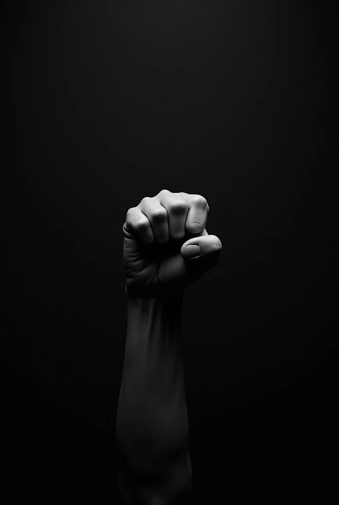 Generate a close fist in small size and in the middle of the pic with black background 
