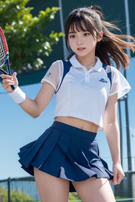 Cute Girls､High school girl､Idol､Tennis Wear､mini skirt､See-through､Fluttering in the wind