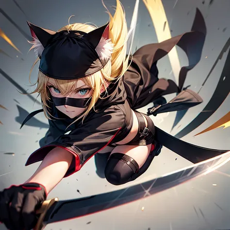 Blonde　knife　Ninja　Cat ears