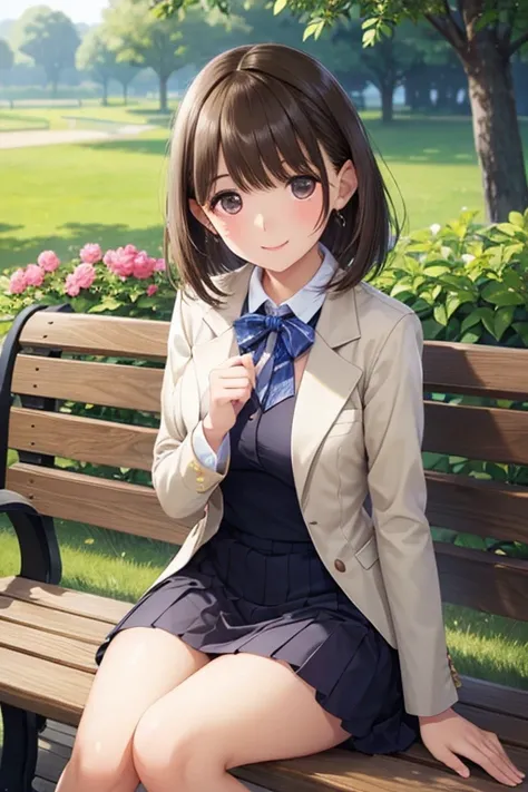 my grandmother、Shiny brown hair, Short Hair, (Beautiful brown eyes、Sparkling eyes, Fine grain)、smile、Ultra-detailed eyes、Highly detailed face, Highly detailed eyes,Cowboy Shot、


Clear day, Elegant photo of a girl in a blazer dress sits,  smile, happy, hap...