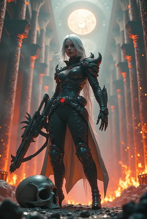 Surreal　Very detailed　Ultra Fantasy　Ultimate Details　Ultra-high resolution　8K 32k 3D 　Clear Eyes　Silver Hair　　　assassin　Nice, texture、Intricately designed armor　Dragon heads on both shoulders　mechanical engineering　Mechanic Art　　.　intricate and elaborate d...