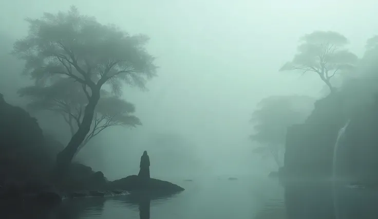 hard fog, surreal nature elements, loneliness