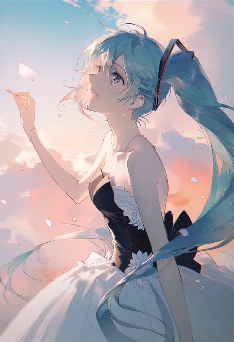 By rella, Ask a Question, break
watercolor,
break
hatsune_Miku, Alone, Open lips, detailed face, detailed hair, Wind effects, 
break
strapless, bare shoulders, collarbone, backless wedding dress, inspired by Hedi Slimane
break
Delightful,
break
clear blue ...