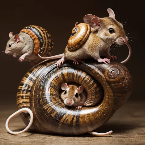 Realistic animal consisting of snail and mouse 