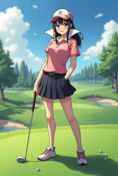 Fire Emblem Lucina wearing a Massive Popped Collar Polo while playing Golf 