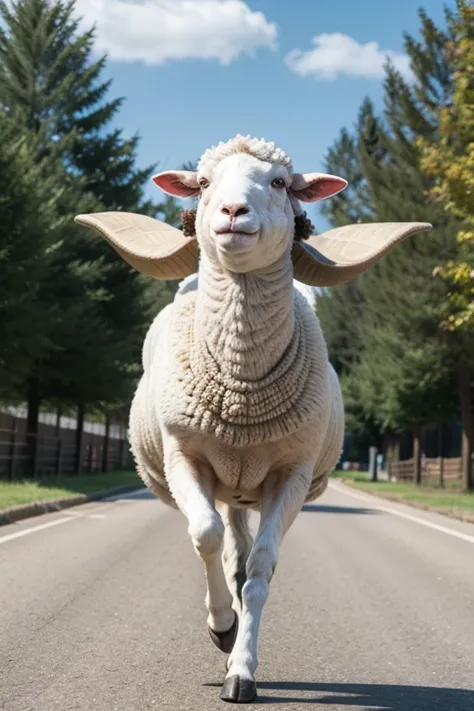 a sheep doing jumping jacks