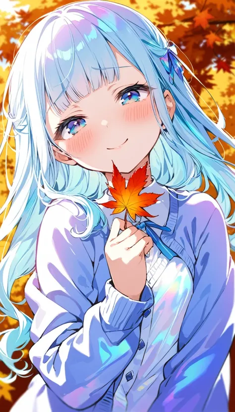 extremely detailed, (illustration, official art:1.1), 1 girl ,, ,(((( light blue long hair)))),light blue hair, ((iridescent hair,  half blue and half pink hair: 1.2)),, long hair ((blush)) , cute face, big eyes, masterpiece, best quality,(((((a very delic...