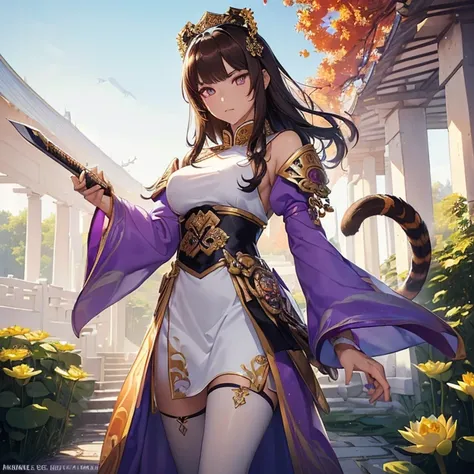 Masterpiece, high quality, best quality, HD, high resolution, character alone. High fantasy. Epic art. “Warhammer 40K aesthetic”.
{{(A 40-years-old chinese princess:(chinese shaped eyes. Brown eyes with black pupils. brown short long Hair tied on a tail. 2...