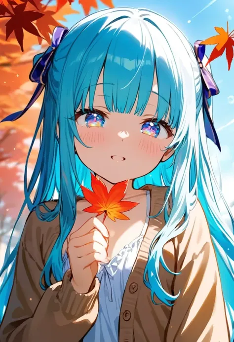 extremely detailed, (illustration, official art:1.1), 1 girl ,, ,(((( light blue long hair)))),light blue hair, ((iridescent hair,  half blue and half pink hair: 1.2)),, long hair ((blush)) , cute face, big eyes, masterpiece, best quality,(((((a very delic...