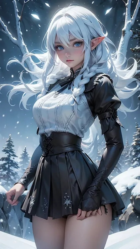 (The best quality,A high resolution,Ultra - detailed,actual),The white,A world covered in silver, snow-covered branches, winter chill touch, The snowflakes dance like elves, Turn the world into a silver fairy tale, chill, Peaceful and beautiful snow scene....