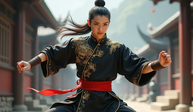 Name: Li Wei (Li Wei)
Appearance:
Age: 22 years Height: 1,78 m Weight: 70 kg Hair: therefore, long and tied in a traditional bun Eyes: light brown, with a bright glow of determination Clothes: Black kung fu uniform with gold details, inspired by the style ...