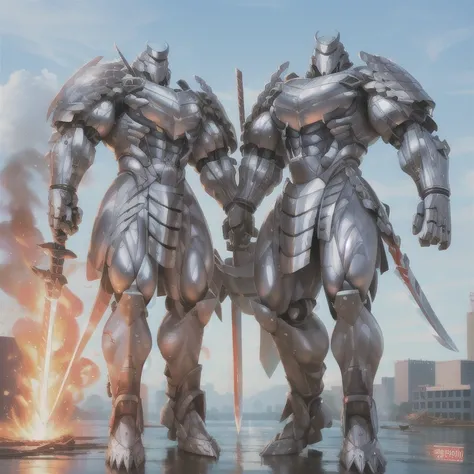 (masterpiece. official art. 8k. best quality. detailed full body. full body.)

(situation 1 : dominating Silver Samurai. Silver Samurai is over 1000 meters long. focus GIANT mechanical Muscular Silver Samurai is trampling the city. Looking down. macro. sto...