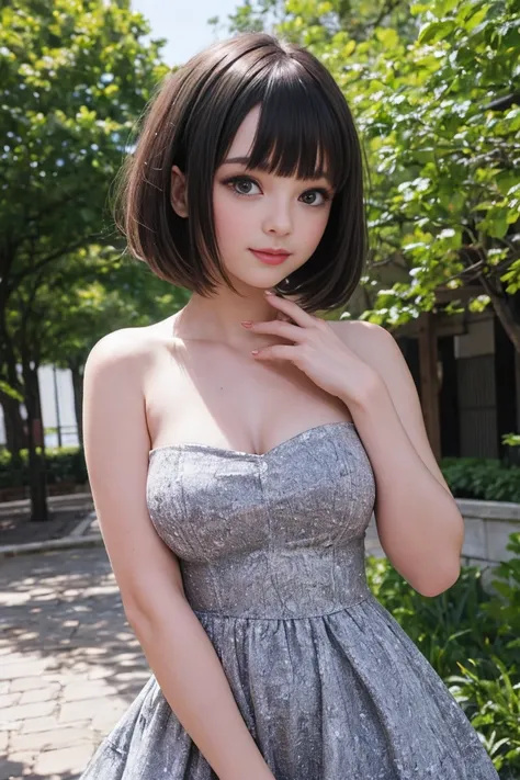 masterpiece, best quality, beautiful female short hair ,outdoor