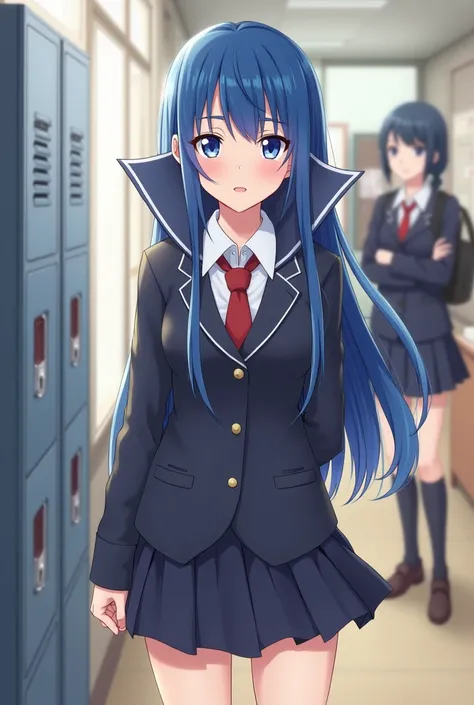 Fire Emblem, Lucina wearing a School Uniform with a Massive Popped Collar