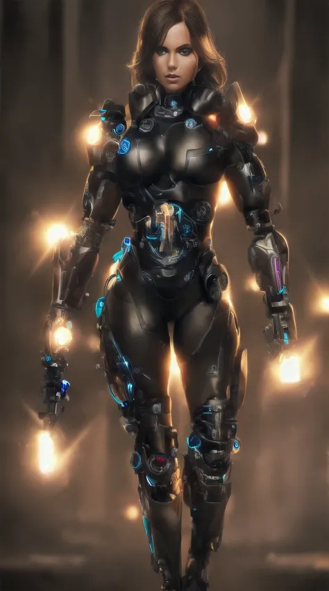 full body, Plano general, anatomically correct, A female cyborg connects circuit terminals, hiperrealistic, Of course,(Better quality,4k,8K,high resolution,masterpiece:1.2),Ultra detailed,sharp focus,(realistic,photorealistic,photo-realistic:1.37), beautif...