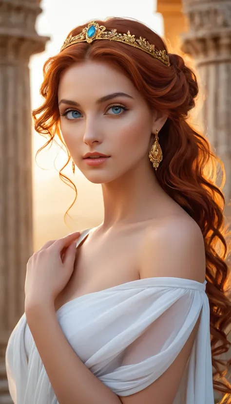 (The best quality,4k,8K,highres,masterpiece:1.2), ultra-detailed, (realistic,photorealistic,photo-realistic:1.37), portraits, HDR-10, Greek mythology, Beautiful portrait of the goddess Venus, Perfect DNA, detailed eyes, detailed lips, stunning beauty, loos...