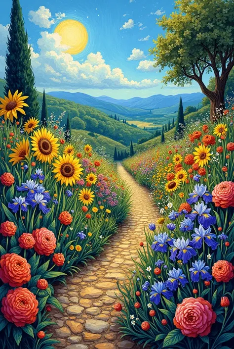 Van Gogh style flowers. Perfect paradise.