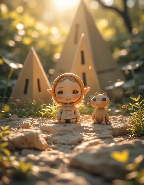 Super cute clay world，Isometric view of the pyramids,Cute clay stop motion animation,Features,Tilt action,Excellent lighting effects,landscape,3D,Brush Rendering,3D Effects,Super Detail