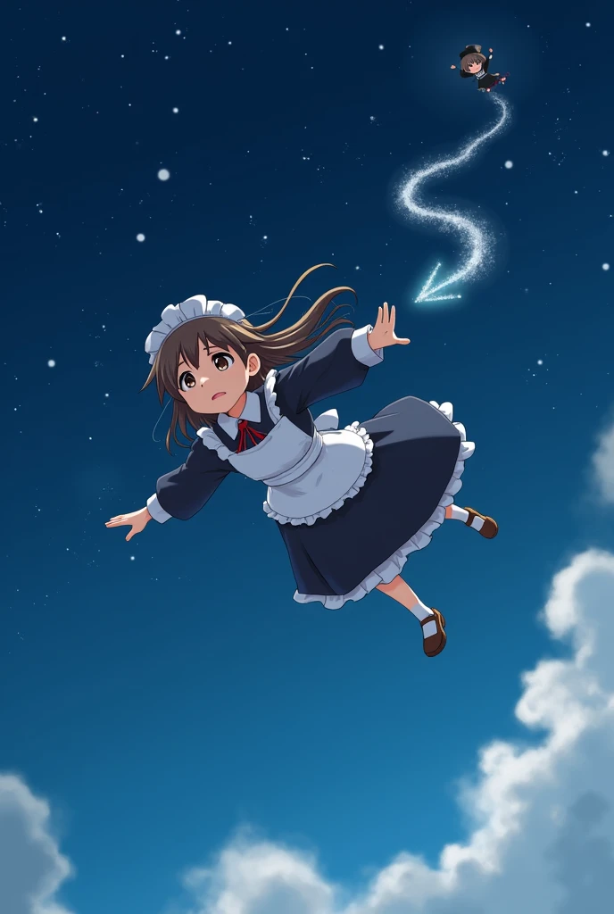 

A Wizard Elementary School Maid Abandonment Rides、Flying together in the night sky