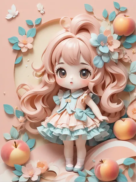 Highest quality、Ultra delicate、Retro cute、Super cute、character、Pastel colors、characterのみ、Retro picture book、pop、popアップ、Peach