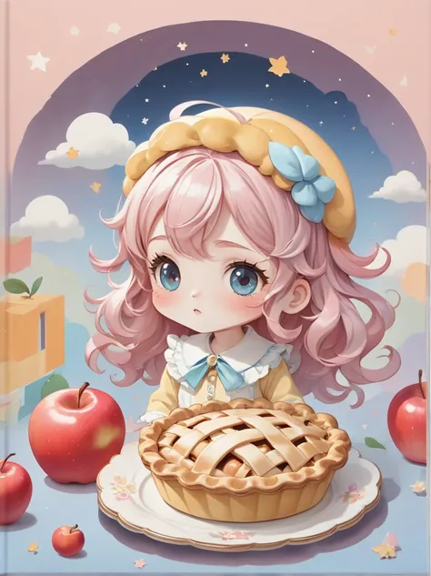 Highest quality、Ultra delicate、Retro cute、Super cute、character、Pastel colors、characterのみ、Retro picture book、pop、popアップ、Apple pie