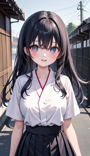 One Girl、AS-Adult、smile、Open your mouth、、Shy、shirt、Skirt、Japanese High School、、Seraph、Walking with thighs、Upper body portrait、Large Breasts、Long black hair、