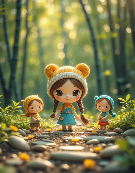 Super cute clay world，Isometric view of bamboo forest,Cute clay stop motion animation,Features,Tilt action,Excellent lighting effects,landscape,3D,Brush Rendering,3D Effects,Super Detail