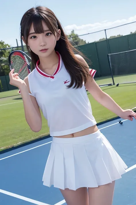 Cute Girls､High school girl､Idol､Tennis Wear､mini skirt､See-through､Fluttering in the wind