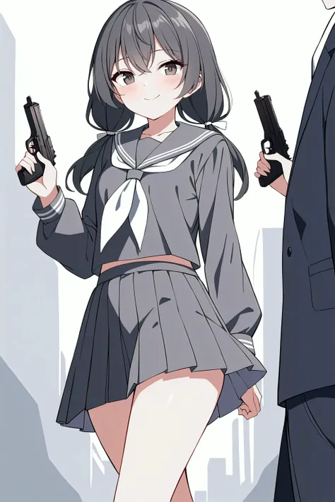 High resolution, 8k, best quality, masterpiece, ultra detailed, anatomically correct, masterpice anime, hentai, game title image,
1girl, walking, holding a SIGP228 handgun, 15yo, curiosity face,
(black hair, white ribbons long (low:1.2) tiwntails:1.2), dar...