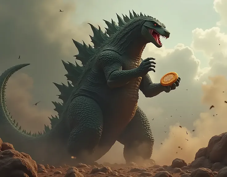 godzilla eating a cracker