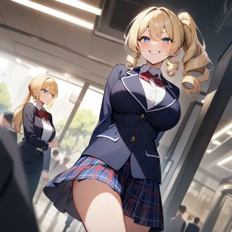 anime,(masterpiece: 1.2), (best quality: 1.2), perfect eyes, perfect face,BREAK,
(two girls),(very curly hair, light blue eyes),(Big breasts:1.3),High school girl,
BREAK,standing on the right,(blonde twintails),evil smile,
BREAK,standing on the left,(((blo...