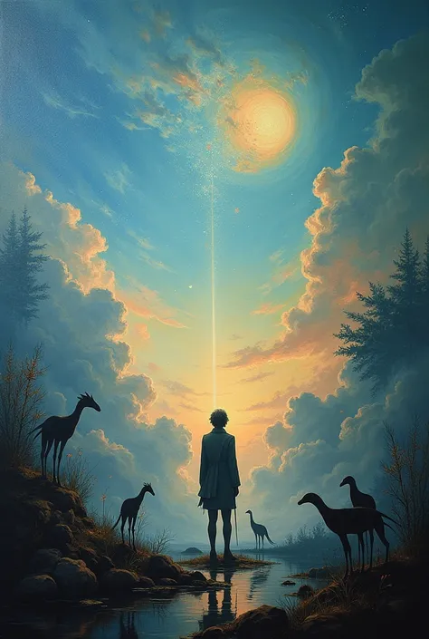 Create an exquisite oil painting on a huge canvas that forms a finished work of art with a double exposure. In this work, the three-dimensional silhouette of fantastic creatures from the film should be combined with infinity, the sky with mysticism and nat...