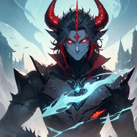 Masterpiece, high fantasy, evil artwork, epic and horrible, HD, high quality, best quality, solo character creature alone.
{{(A powerful daemon king, the daemon Mephisto:(appearance: male and elderly, very ugly. scarlet-vordoux-red skin, upper body skin. h...