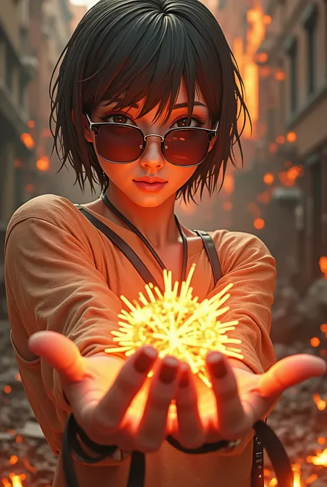 Necessary, killed, high resolution, masterpiece, short hair, Teeth fangs, Kamina sunglasses, Ray tracing, 3D rendering, Apocalypse, cinematic, Digital Art, 