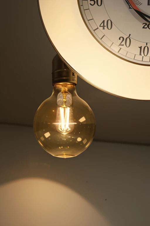 light bulb on, thermometer showing 20 degrees celsius 