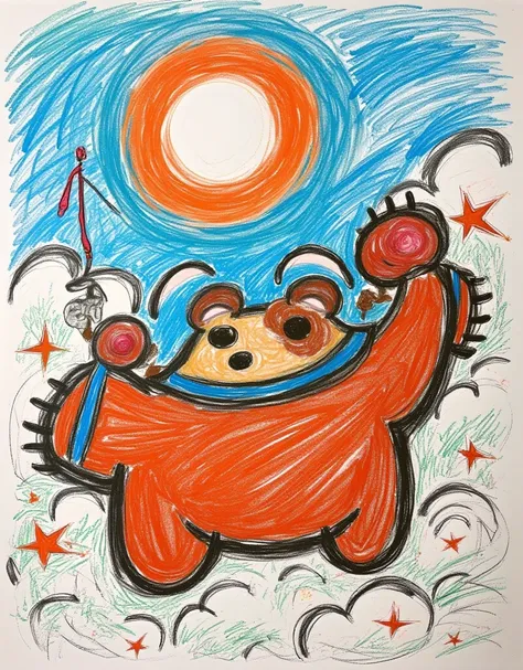 (Cute cartoon style:1.3), (((close-up of mighty bear sleeping on soft clouds))), (full sleek cyberpunk spacesuit:1.2), ((open head)), dark fur, epic space scenery, black holes, ((sparkling stars)), intricate design, bright colors, masterpiece in maximum 16...