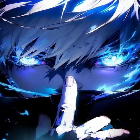 anime boy with blue eyes and white hair making a gesture, genos, kaneki ken, ken kaneki, genos from one punch man, tokyo ghoul, tall anime guy with blue eyes, blue eye. anime, epic anime style, anime wallaper, killua zoldyck, 2b, 2 b, blue glowing eyes