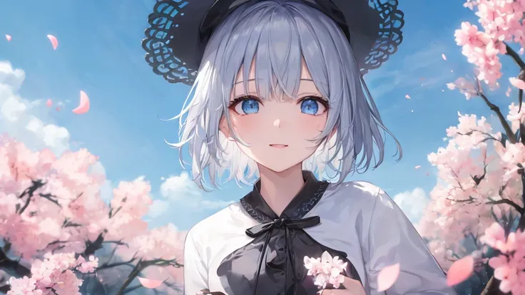 Ultra HD,Look at the viewers, and, 20 years old, 非常にShort Hair, Long bangs between the eyes, Pale blue eyes, Very detailed,(masterpiece、Best Quality),Gray Hair、Laughter、wonderful, Silver Hair, iris, Small face、明るいsmile、(Detailed face) ,Professional Lightin...