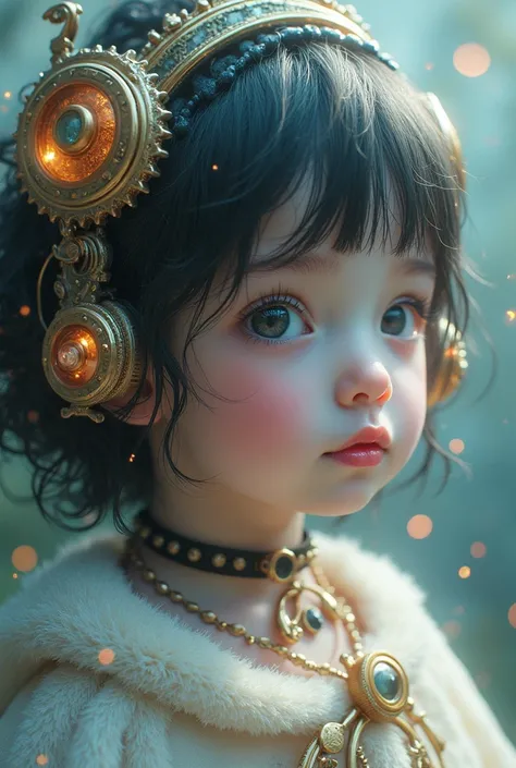 a surreal steampunk anime dreamlike child in a fantasy rpg scenario, detailed face with beautiful eyes, detailed lips, long eyelashes, intricate mechanical gears, glowing ethereal lights, pastel colors, cinematic lighting, fantasy landscape, (best quality,...