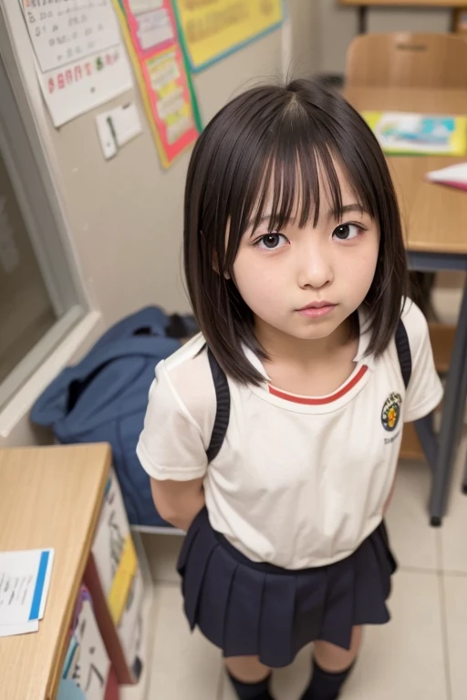 immature, primary school students, short bob, flat chest,small nipples hentai in elementary school toilet