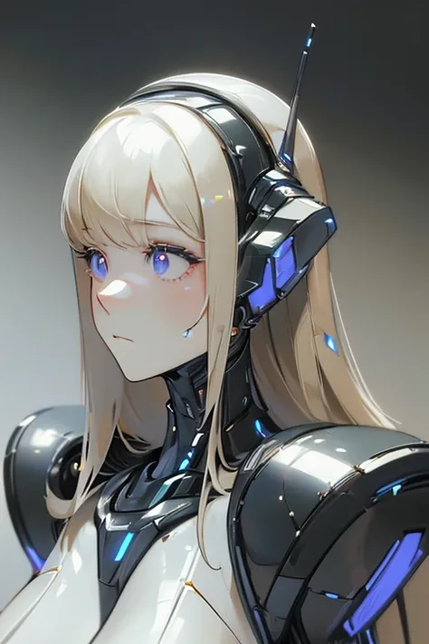 (masterpiece),(Best quality),(Very detailed),(Best illustration),(The best shadow),(Its absurd),(Detailed background),(So beautiful), 16k, 8k, 4K,(The best shadow),Robotization,female ,big breasts,Robot Joint ,Metal skin,Black robot suit,Long hair,Black su...