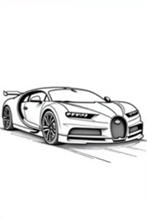 black and white image of Bugatti Chiron for coloring