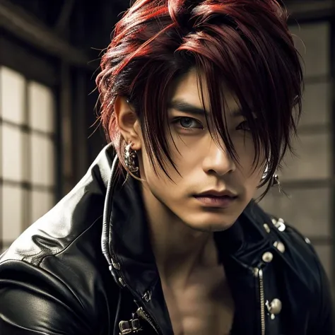 1 man, male, japanese man, visual kai hairstyle, ultra detailed face and body, hyperrealistic, realistic representation, muscula...