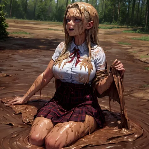 zombie drowned in a puddle of mud. , she lying in mud , she is coated head to toe in slimy gooey mud ,  soak in water mud , mudd...