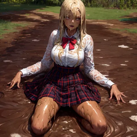 zombie drowned in a puddle of mud. , she lying in mud , she is coated head to toe in slimy gooey mud ,  soak in water mud , mudd...